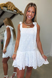 I Love You Eyelet Tie Dress White