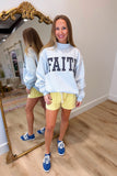 FAITH Embroidered Polka Dot Mock Neck Sweatshirt Grey