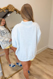 FAITH Embroidered Polka Dot Mock Neck Sweatshirt Grey