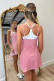 Double Layered Gingham Athletic Dress Red