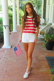 Flag Stripes Sweater Vest Red