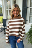 Chestnut Lane Striped Boat Neck Sweater