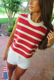 Flag Stripes Sweater Vest Red