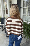 Chestnut Lane Striped Boat Neck Sweater
