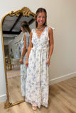 Floral Frenzy Shoulder Tie Dress Cream