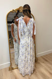 Floral Frenzy Shoulder Tie Dress Cream