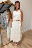 Earthly Embroidery Textured Skirt Set Cream