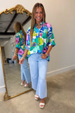 Royal Floral Pull Over Blouse