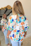 Umgee Teal Mix Short Sleeve Blouse