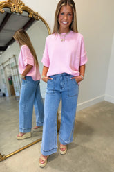 Casual Cute Crew Neck Sweater Pink