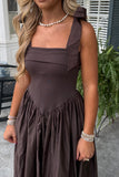 Karina Shoulder Tie Dress Brown