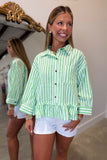 Apple Green Stripe Blouse