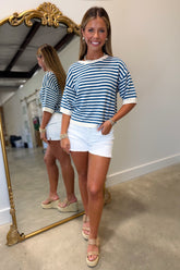 Picnic Stripe Sweater Blue