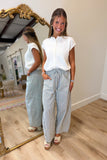 Striped Barrel Cotton Pants Olive