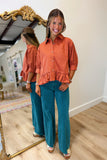 Alissa Ruffle Hem Top Rust