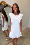 Send Off Classic Ruffle Sleeve Dress White