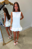 Remember Me Ruffle Trim Romper White