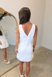 Classic Boat Neck Mini Dress White