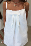 Commencement Sqaure Neck Bow Dress White