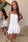 Honeymooning Floral Dropwaist Eyelet Dress White