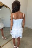 Honeymooning Floral Dropwaist Eyelet Dress White