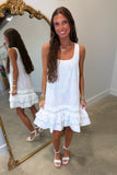 The Gathering Ruffled Eyelet Dress White