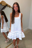 The Gathering Ruffled Eyelet Dress White