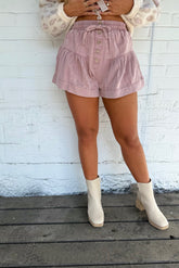 Frosted Flare Shorts Berry