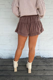 Frosted Flare Shorts Mauve Mocha