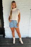 Studded in Style Suede Shorts Blue