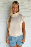 Cropped Turtleneck Sweater Top Ecru RESTOCK
