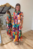 Lior Mika Collared Long Dress Harvest Bloom