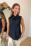 Sleeveless Mixed Lace Top Black