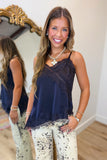 Oh La La Lace Tank Brown