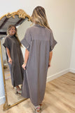 Fallon Faux Suede Dress Brown