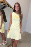 Noble Evening Cowl Neck Dress Yellow