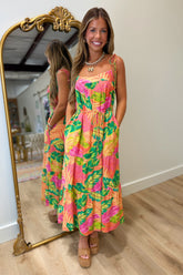 Tulum Nightlife Tropical Midi Dress