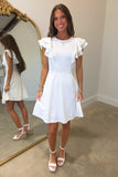 Timeless Fitted Flutter Dress White