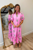 Island Time Puff Sleeve Midi Dress Pink