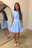 Polished Pleats Dress Blue