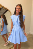 Polished Pleats Dress Blue