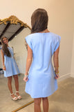 Polished Pleats Dress Blue