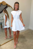 Polished Pleats Dress White