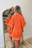 Party of Pleats Shirt Dress Orange