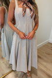 Cafe Cream Striped Midi Dress