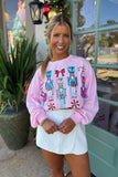 Vibrant Nutcracker Sequin Sweatshirt Pink
