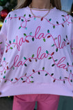 Mary Square Fa La La Sequin Lights Sweatshirt Pink