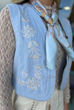 Iced Sky Embroidered Vest Blue
