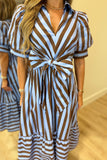 Bronzy Blue Striped Midi Dress