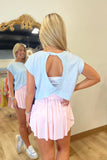 Cropped Cutout Back Tee Blue